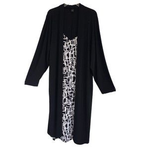 Lane Bryant One Piece Coat Dress Midi 26/26W Black coat attached Faux Dress